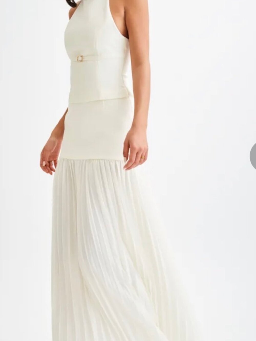 Meshki Letitia Suiting Halter Top With Buckle Ivory - Picture 2 of 5
